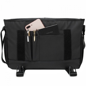 Geanta laptop 15.6", de umar sau de mana, tip messenger, impermeabila, Bange, 35x11x27 cm, Neagra - Img 6