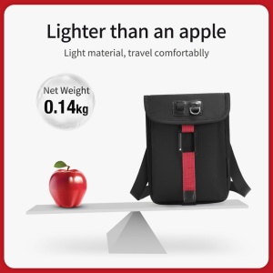 Geanta sport casual de umar sau de piept, TIGERNU, 19.5x3x15 cm, Neagra cu rosu - Img 7