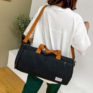 Geanta sport cilindrica, impermeabila, cu compartiment pentru incaltaminte, Escalate, 45x22x22 cm, Neagra - Img 3