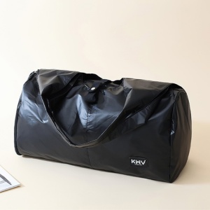 Geanta sport, impermeabila, cu aspect metalic si compartiment pentru incaltaminte, Escalate, 48x20x24 cm, Neagra - Img 3