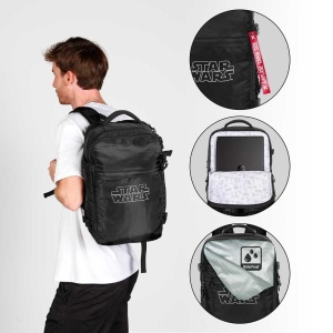 Rucsac cu licenta oficiala, pentru calatorii cu avionul, impemeabil, 20 L, 25x20x40 cm, Star Wars, Negru - Img 4