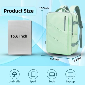 Rucsac dama 15.6", multifunctional, impermeabil, cu port USB, Getics, 29.5x15.5x42.5 cm, Verde - Img 4