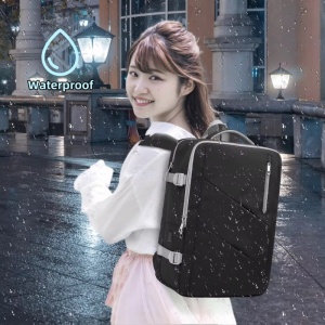 Rucsac dama 15.6", multifunctional, impermeabil, cu port USB, Getics, 29.5x15.5x42.5 cm, Negru - Img 7