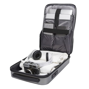 Rucsac laptop 15.6" business cu carcasa rigida din material impermeabil EVA, sistem antifurt, port de incarcare USB, BANGE, 30x8x45 cm, Auriu - Img 3