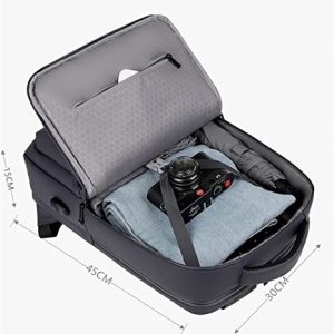 Rucsac laptop 15.6" pentru calatorii, impermeabil, cu port de incarcare USB, GETICS, 45x30x15 cm, Negru - Img 3