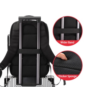 Rucsac laptop 15.6", smart business, impermeabil, cu port de incarcare USB si jack audio, GETICS, 45x30x17 cm, Negru - Img 6
