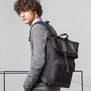 Rucsac laptop 15.6", smart casual, design pelerin, expandabil, impermeabil, BANGE, 44x28x16 cm, Negru - Img 8