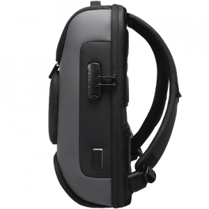 Rucsac laptop 15.6", smart casual, impermeabil, cu cifru antifurt, port USB si tip C, BANGE, 30x16x47 cm, Gri - Img 5