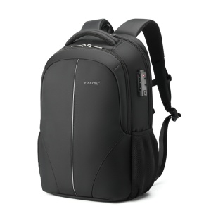 Rucsac laptop 15.6" smart casual, impermeabil, cu cifru TSA antifurt si port USB, Tigernu, 48x33x15 cm, Negru