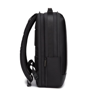 Rucsac laptop 15.6", smart casual, impermeabil, cu insertie de piele ecologica, port de incarcare USB si jack audio, BANGE, 43x31x16 cm, Negru - Img 6