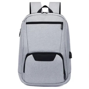 Rucsac laptop 15.6" smart casual impermeabil, cu port USB, GETICS, 46x30x10 cm, Gri deschis