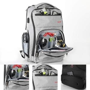 Rucsac laptop 15.6" smart casual, impermeabil, cu port USB si buzunar antifurt, Tigernu, 31x20x47 cm, Gri - Img 3