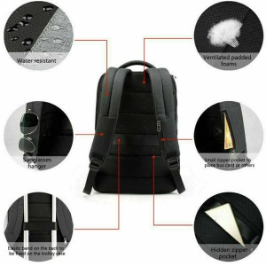 Rucsac laptop 15.6" smart casual, impermeabil, cu port USB si buzunar antifurt, Tigernu, 45x31x19 cm, Negru - Img 5