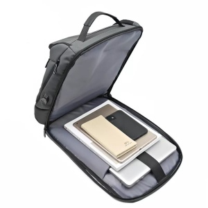 Rucsac laptop 15.6" smart, impermeabil, cu port de incarcare USB, GETICS, 31x16x46 cm, Gri - Img 3