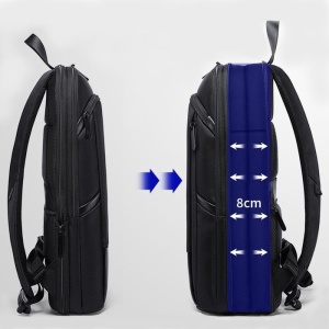 Rucsac laptop 17.3" smart business, compact, expandabil, impermeabil, BANGE, 33x9x49cm, Negru - Img 5