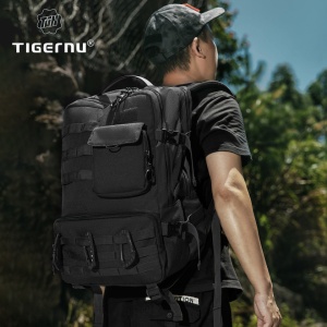 Rucsac pentru calatorii versatil de 28 L, impermeabil, compartiment pentru laptop 17.3", Tigernu, 34x22x49 cm, Negru - Img 8