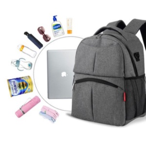 Rucsac pentru mamici, multifunctional, cu spatiu mare de depozitare, port USB, Insular, Gri - Img 2