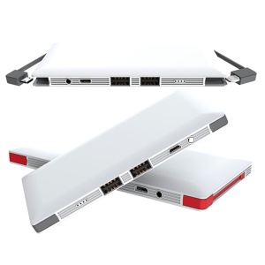 Baterie externa, Fast charging, 2 x USB, cabluri incorporate, 10.000 mAh, Escalate, Alba - Img 1