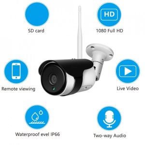 Camera supraveghere exterioara, IP WIFI, tip bullet, comunicare bidirectionala, HD 1920*1080P, 2 MP, carcasa metalica, Escalate G2