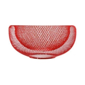 Cos pentru fructe cu pereti dubli din plasa metalica, Escalate, 13,5 x 27cm, Rosu - Img 2