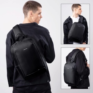 Geanta 13.3", de umar, de piept sau de mana tip sling, cu port de incarcare USB, Kingsons, 39x26x8 cm, Neagra - Img 8