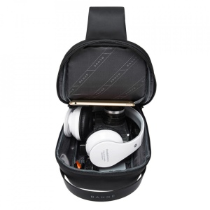 Geanta crossbody/de umar, multifunctionala, cu port de incarcare USB, Bange, 18cmx11cmx31cm, Neagra - Img 4