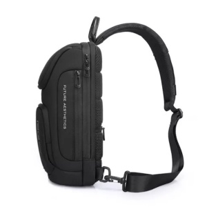 Geanta crossbody, de umar sau de mana, unisex, impermeabila, Bange, 34x17.5x11 cm, Neagra - Img 4