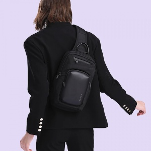 Geanta de mana, de umar sau de piept, smart casual, cu buzunar antifurt, Bange, 36x21x11 cm, Neagra - Img 8