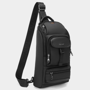 Geanta de umar sau de piept, din material impermeabil antizgariere, TIGERNU, 19x9x33 cm, Neagra - Img 2