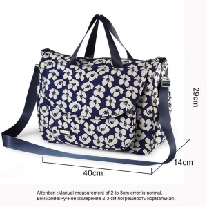 Geanta multifunctionala pentru scutece, cu spatiu mare de depozitare, Insular, Albastra cu imprimeu floral - Img 3