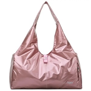 Geanta sport, impermeabila, cu aspect metalic si compartiment pentru incaltaminte, Escalate, 48x20x24 cm, Roz