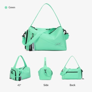 Geanta sport impermeabila pentru calatorii, cu compartiment pentru incaltaminte, Tigernu, 38x22x24 cm, Verde - Img 7