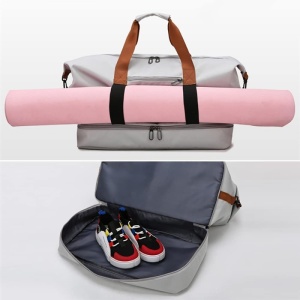 Geanta sport pentru calatorii, impermeabila, cu compartiment pentru incaltaminte, Escalate, 46x25x28 cm, Gri deschis - Img 6