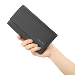 Portofel business pentru carduri pliabil, design slim inalt, TIGERNU, 19.5x1.5x10.5 cm, Negru - Img 3