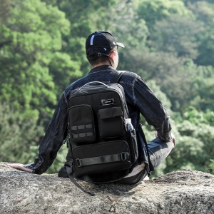 Rucsac calatorii cu compartiment antisoc pentru laptop 17.3", impermeabil, cu distanta reglabila intre barete, Tigernu, 32x20x47 cm, Negru - Img 7