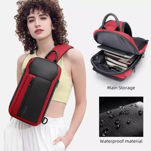 Rucsac crossbody, de umar sau de mana, unisex, impermeabil, Bange, 36x20.5x10.5 cm, Rosu - Img 8