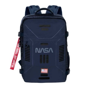 Rucsac cu licenta oficiala, pentru calatorii cu avionul, impemeabil, 20 L, 25x20x40 cm, NASA, Albastru - Img 2