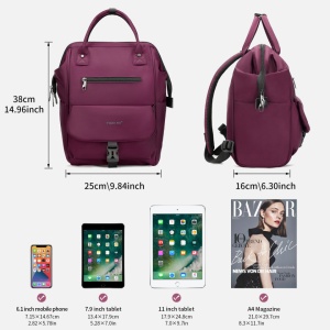 Rucsac dama 14", multifunctional, impermeabil cu buzunar antifurt, Tigernu, 25x16x38 cm, Violet - Img 3