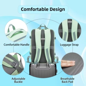 Rucsac dama 15.6", multifunctional, impermeabil, cu port USB, Getics, 29.5x15.5x42.5 cm, Verde - Img 5