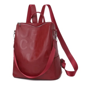 Rucsac dama, impermeabil cu buzunar antifurt, Escalate, 30x16x31cm, Rosu