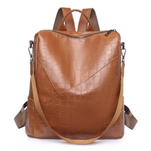 Rucsac dama, impermeabil cu buzunar antifurt, Escalate, 31x29x14 cm, Maro