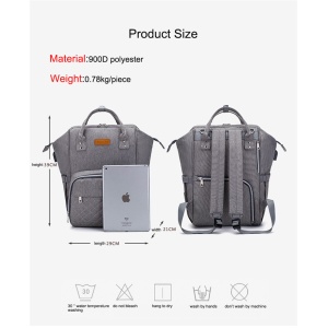 Rucsac impermeabil multifunctional pentru mamici, interfata USB, LEQUEEN, Gri - Img 7