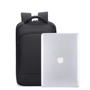 Rucsac laptop 15.6" business casual ingust, impermeabil, cu port de incarcare USB si buzunar antifurt, GETICS, 28.5x8x42 cm, Negru - Img 2
