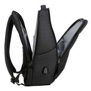 Rucsac laptop 15.6" casual, impermeabil, cu port incarcare USB, GETICS, 33x17x45 cm, Negru - Img 5