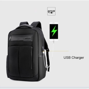Rucsac laptop 15.6", impermeabil, cu port incarcare USB, Arctic Hunter, 47x35x17 cm, Negru - Img 6