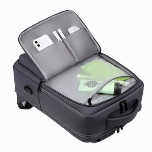 Rucsac laptop 15.6" pentru calatorii, impermeabil, cu port de incarcare USB, GETICS, 45x30x15 cm, Negru - Img 4