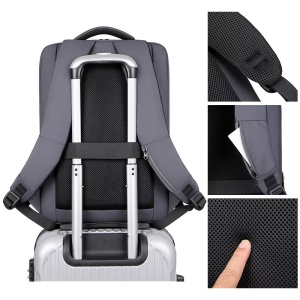 Rucsac laptop 15.6" pentru calatorii, impermeabil, cu port de incarcare USB, GETICS, 45x30x15 cm, Gri - Img 6