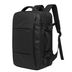 Rucsac laptop 15.6", pentru calatorii, impermeabil, expandabil pana la 45 L, cu port de incarcare USB, BANGE, 52x34x27 cm, Negru