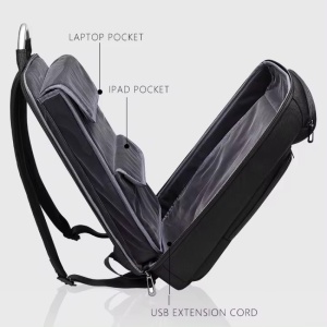 Rucsac laptop 15.6", smart business, compact, impermeabil, cu port de incarcare USB, GETICS, 32x12x47 cm, Negru - Img 4