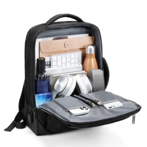Rucsac laptop 15.6", smart business convertibil, cu port de incarcare USB, GETICS, 30x12x42 cm, Negru - Img 3